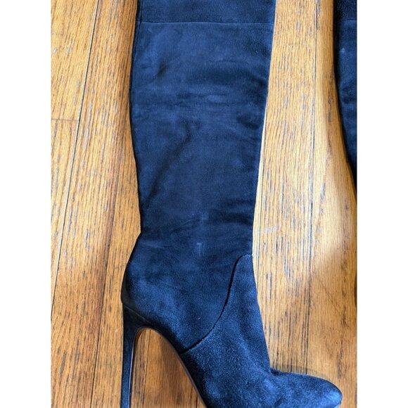 Alexander Wang Over The Knee Black Suede Leather Boots Stiletto Heel Size 37 GUC - Picture 3 of 13